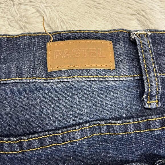 Pastel Jeans Women 11/12 Blue Skinny Raw Hem Distressed Denim Stretch Grunge - Picture 8 of 10